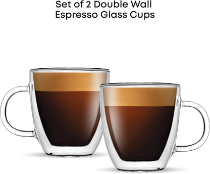 Savor Double Wall Insulated Glasses Espresso Mugs (Set of 2) - 5.4-Ounces4