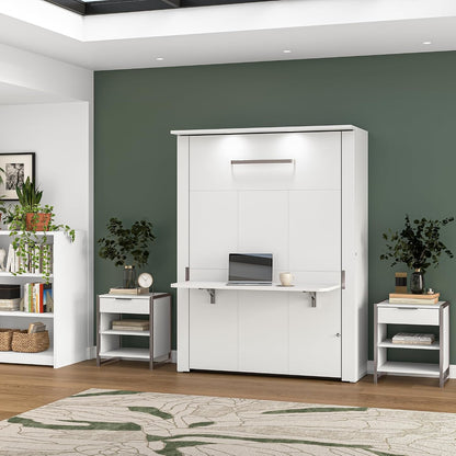 Full Murphy Bed with Desk, White, Lumina, 61W4