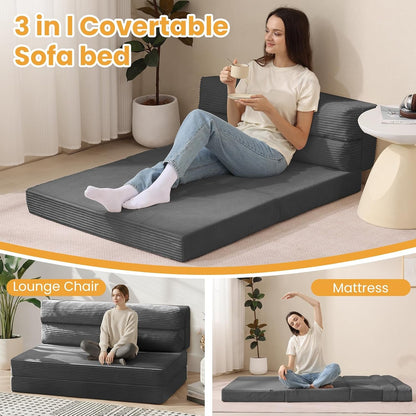 Foldable Mattress Full, 54" Folding Sofa Bed, 3-In-1 Convertible Sofa Bed Floor Couch for Living Room, Guest Room3