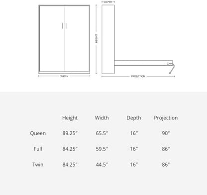 Murphy Bed Kit Queen & Full Size Piston Lift DIY Hardware2