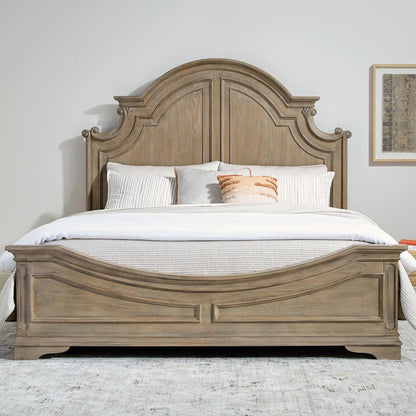 Liberty Furniture Magnolia Manor King Panel Bed Traditional Bedroom Wood Bed Frame - Weathered Bisque1