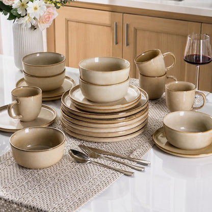 Stoneware Dinnerware Sets for 6, 18 Piece Plates and Bowls Sets5
