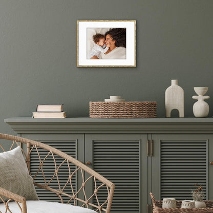 11X14 Bamboo Picture Frame - Matted to 8X10 - Metal - Gold6