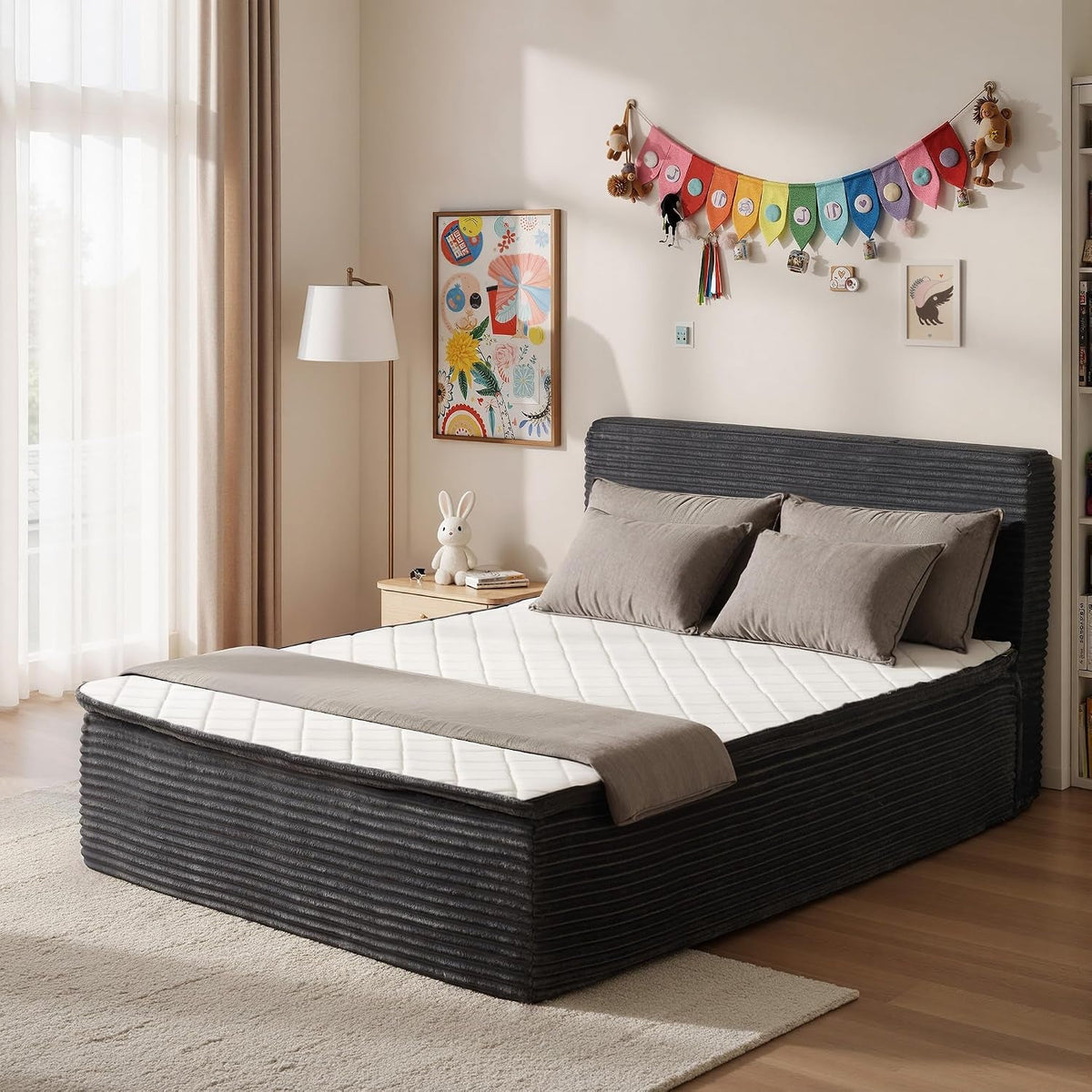 full-boneless-cloud-bed-frame-headboard-mattress-set-gray