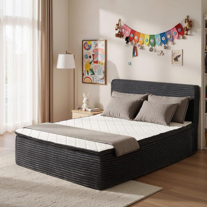 Full Boneless Cloud Bed, Frame & Headboard & Mattress Set, Gray1