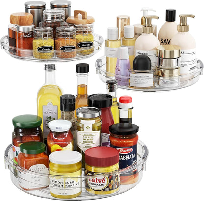 3 Pack Lazy Susan Organizer Turntable for Cabinet, 9.25'' 10.6'' 12'' | Pantry Organizers and Storage, Rotating Condiment Organizer Spice Organization, for Kitchen, Table Top, Fridge, Countertop1