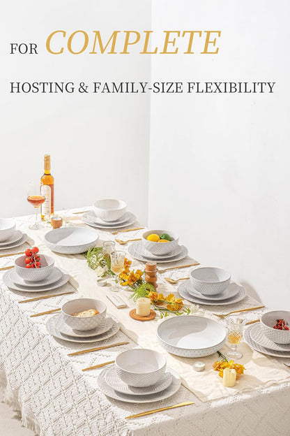 32-Piece Luxury Dinnerware Set,Complete Plates and Bowls Set for 8,Upscale Ceramic Dish Set for Hosting, Holidays & Family Gatherings–Microwave & Dishwasher Safe4
