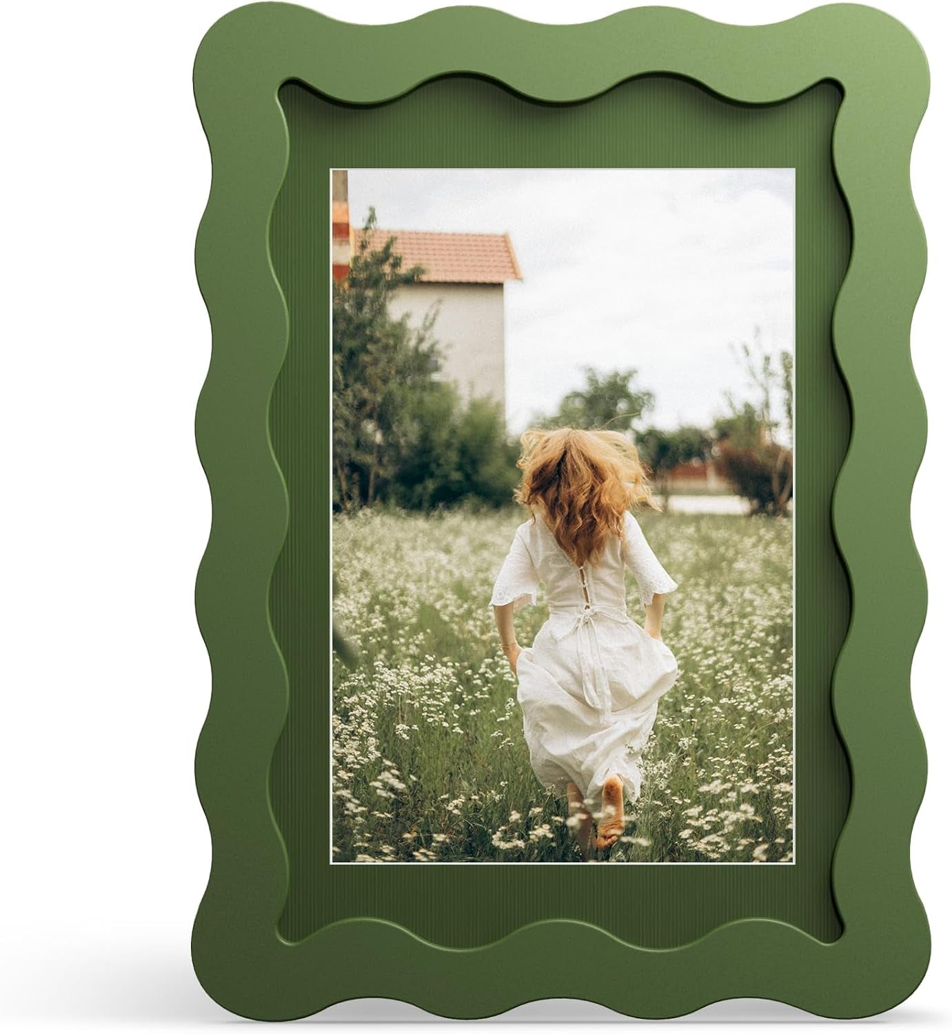 4x6-picture-frame-with-mat-for-3-5x5-wavy-edge-wooden-real-glass-photo-frame-for-tabletop-and-wall-hanging-green-1-pack