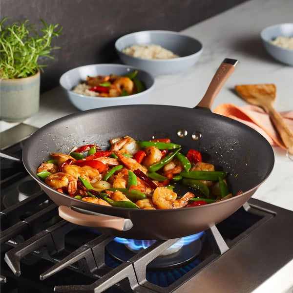 Symmetry Hard Anodized Nonstick Stir Fry / Wok Pan with Helper Handle - 14 Inch, Chocolate2