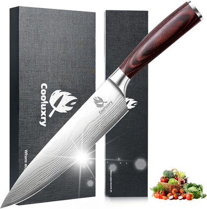 Professional Chef Knife - 8 Inch High Carbon Stainless Steel Kitchen Knife with Ergonomic Pakkawood Handle for Precise Cutting1
