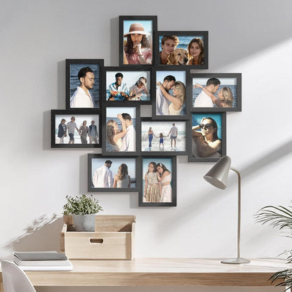 4X6 Solid Wood Collage Frame 12 Pack Glass Assembly Required Black6