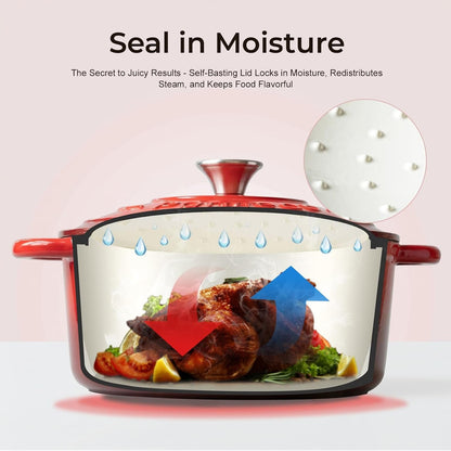 5.5QT Enameled Cast Iron Dutch Oven for Sourdough Bread Baking, Easy Cleaning, Versatile for Stewing, Roasting, Braised Chicken, Soup & More6