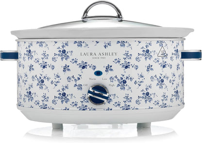 Laura Ashley China Rose Large Slow Cookers 6.8 Quarts - Slow Cooker 6.8QT | Serves 8-10 People, 3 Heat Settings, Keep Warm, Energy Efficient, Tempered Glass Lid, Dishwasher Safe Removable Ceramic Pot1