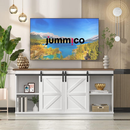 TV Stand for 65 Inch TV, Sliding Barn Doors, Bright White | Farmhouse Entertainment Center, Storage Cabinets, Adjustable Shelves, Media Console for Living Room, Bedroom3