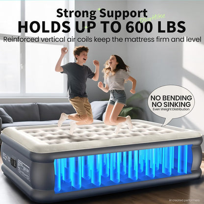 Air Mattress Full with Built in Pump, 18" H Inflatable Bed, 600Lb6