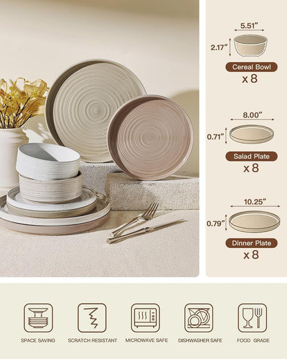 Stoneware Dinnerware Sets, Plates, Bowls, Dishes Set for 87