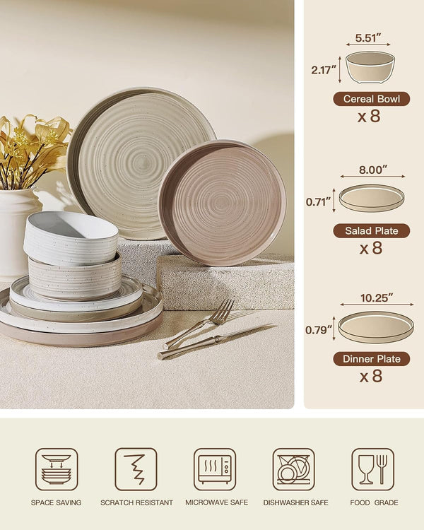 Stoneware Dinnerware Sets, Plates, Bowls, Dishes Set for 87