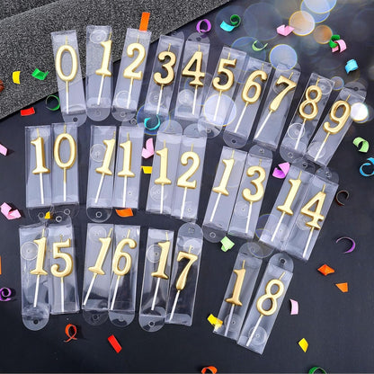 28 PCS Number Birthday Candles Champagne Cake Number Candles4