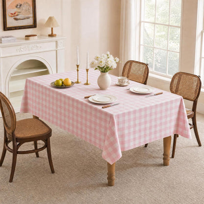 Gingham Tablecloth Rectangle Table, Cotton Linen Style Picnic Checkered Table Cloth Farmhouse Washable Wrinkle Free Buffalo Plaid Table Cover for Outdoor Birthday Party, Pink, 60X757
