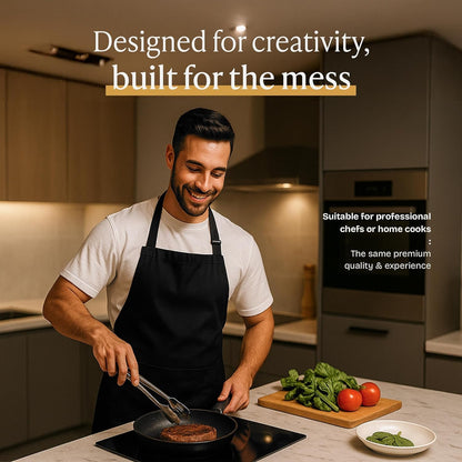 Chef Apron for Men and Women - 33" X 27" Large with 38" Waist Ties for a Comfy and Snug Fit, Durable and Lightweight, with 2 Spacious Pockets for Your Cooking Essentials - 1-Pack, Black | Unisex 33'' X 27'' Oil & Water Resistant Soft Kitchen Chef Apron with Adjustable Neck Strap & 38'' Waist Ties for Snug Fit2