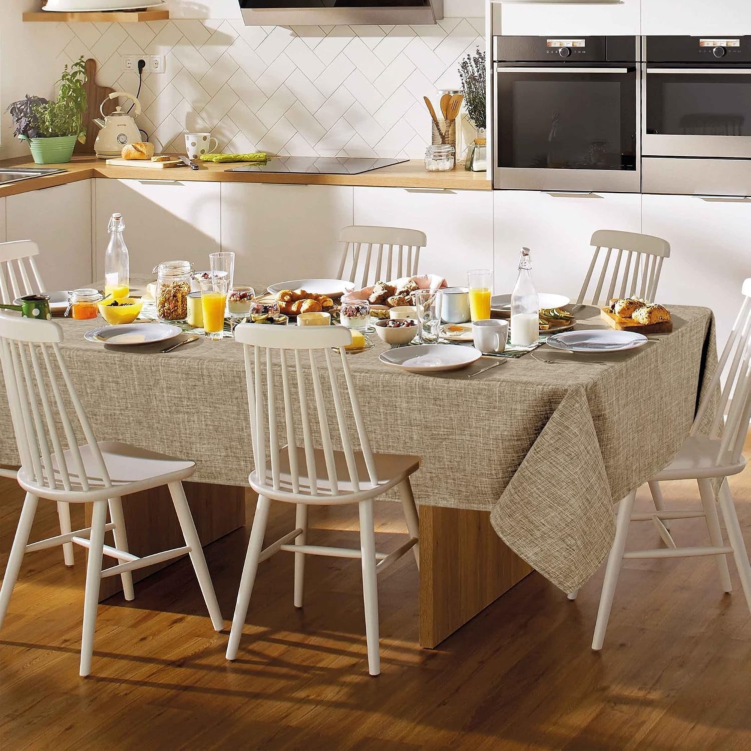 khaki-faux-linen-tablecloth-rectangle-54x108-inch-for-6-ft-tables