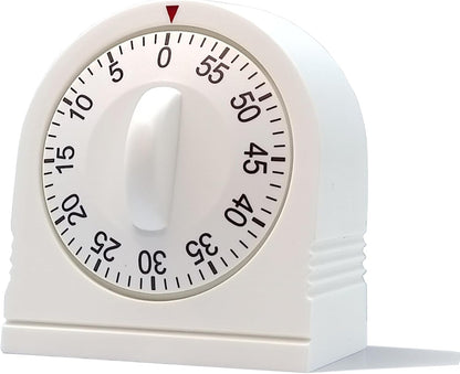 60 Minute Wind up Timer, Visual Mechanical Timer with Loud Alarm, Manual Countdown Timers for Classroom, Home, Study and Cooking (White)1