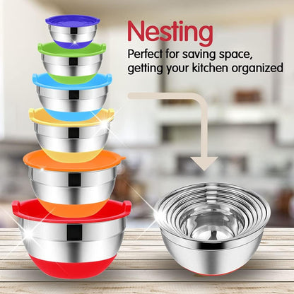 20PCS Stainless Steel Mixing Bowls with Airtight Lids Set3