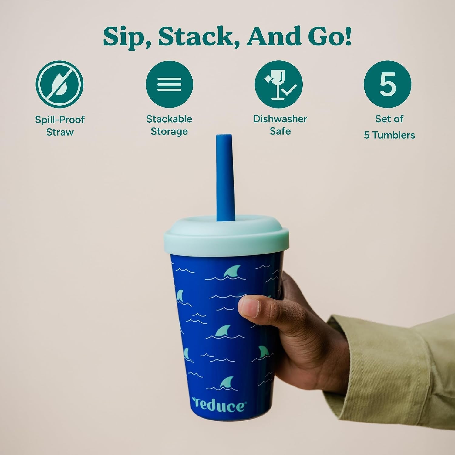 gogos-kids-5-pack-12oz-tumbler-cups-with-lids-spill-proof-straws