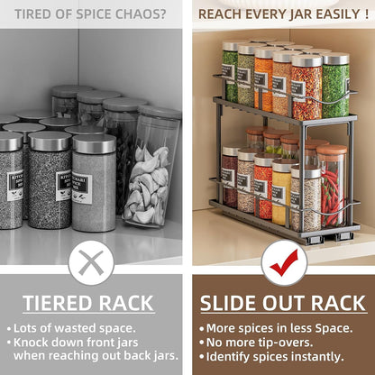 Pull Out Spice Rack 2 Pack,Slide Out Cabinet Spice Rack,Black6