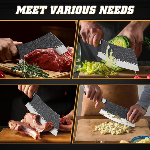 Meat Cleaver Knife Heavy Duty, 7 Inch Butcher Knife for Meat Cutting5