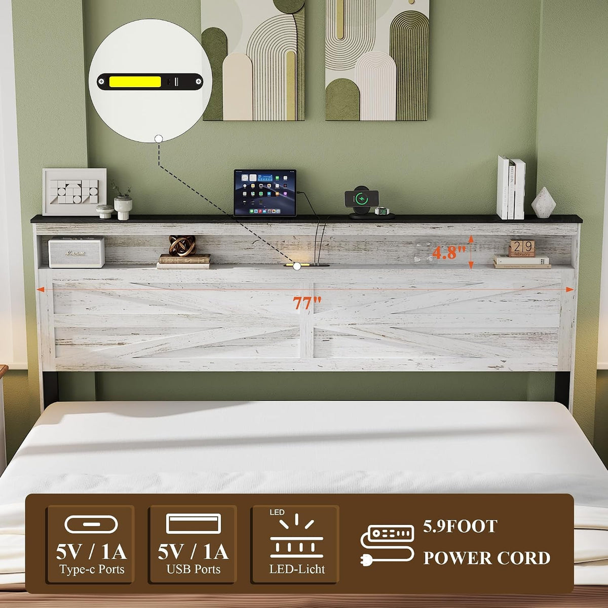 farmhouse-king-size-bed-frame-with-headboard-storage-shelf-wood-platform-bed-frame-with-led-lights-charging-station-rustic-white-metal-bed-no-box-spring-needed-noise-free-sturdy-structure