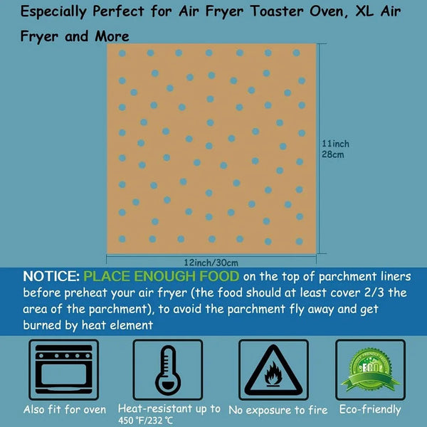 11X12 Inch Air Fryer Oven Liners, Airfryer Parchment Paper | Pre-Cut Rectangular Perforated Disposable Air Fryer Liners for Ninja Airfryer Toaster Ovens SP151 SP101, XL Airfryer,100Pcs2
