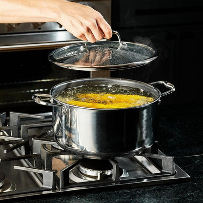 Hexclad 8QT Hybrid Nonstick Braiser Stock Pot with Lid, Induction Ready | Stay-Cool Handles, Dishwasher and Oven Safe up to 900°F, Compatible with All Cooktops7