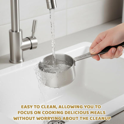 2 Pack 1/4 Cup Scoop, Metal Measuring Cups with Stainless Steel Handle and Measurement Markings, Quarter Cup Measuring Scoop Set for Kitchen and Baking Needs, 60 Ml Capacity per Scoop7
