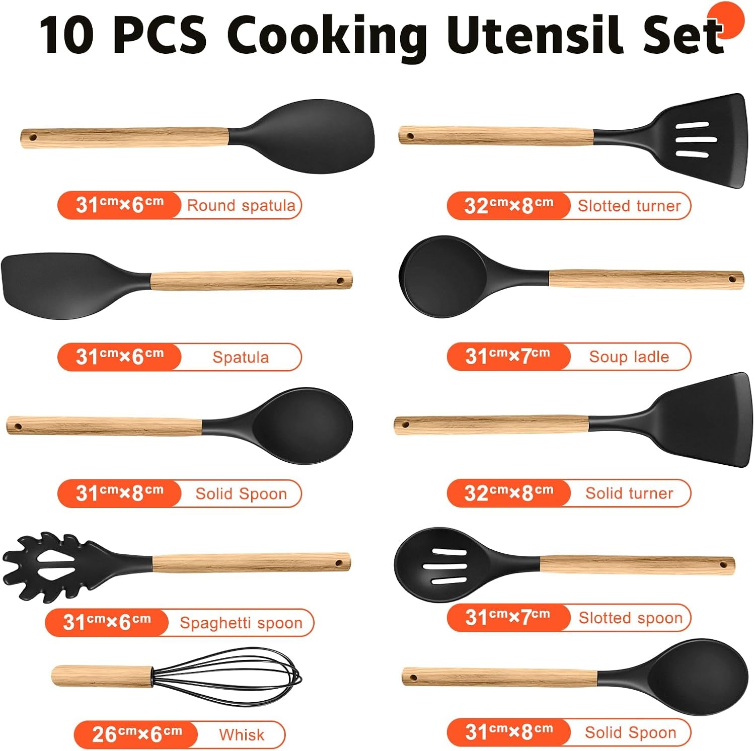 silicone-cooking-utensil-set-10-pcs-cooking-kitchen-utensils-set-nonstick-kitchen-utensils-446-f-heat-resistant-cookware-tools-of-spoon-brush-whisk-spatula-turner-tongs-black