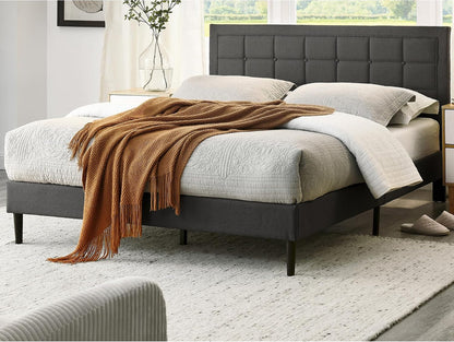Mornington Upholstered Platform Bed Frame, Dark Gray, Full Size1