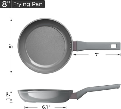 8 Inch Nonstick Frying Pan, Diamond-Titanium Ceramic Frying Pans Skillet, Non Stick Egg Pans with Stay Cool Handle for Induction, Dishwasher & Oven Safe, PTFE & PFOA Free, Non Toxic for Cooking6