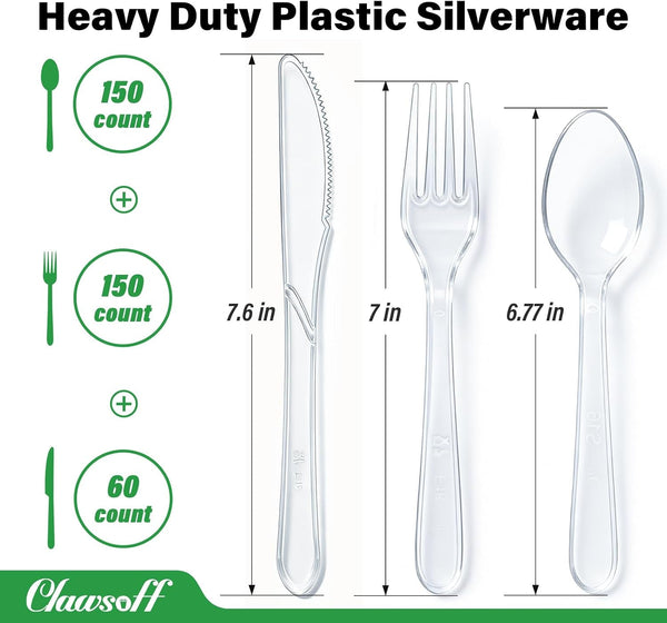 360 Count Clear Plastic Silverware Set,Disposable Utensils Plastic2