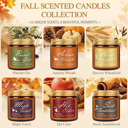 Fall Scented Candles, 6 Pack Fall Candles for Home Scented Natural Soy Wax3