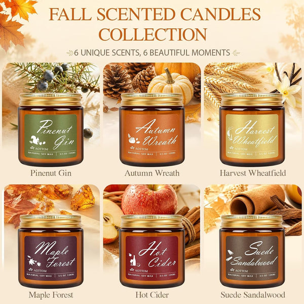 Fall Scented Candles, 6 Pack Fall Candles for Home Scented Natural Soy Wax3