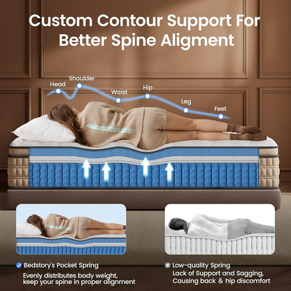 Extra Firm Queen Mattress 14 Inch - Pain-Relieving Hybrid Mattress for Extra Lumbar & Hip Support - No Sagging Bed in a Box - 365-Night Trial - No Odor, Fiberglass-Free, Certipur-Us Certified3
