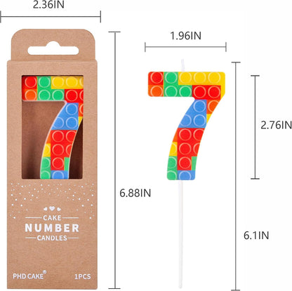 Number 7 Building Block Birthday Cake Candle, Numeral Birthday Candles6