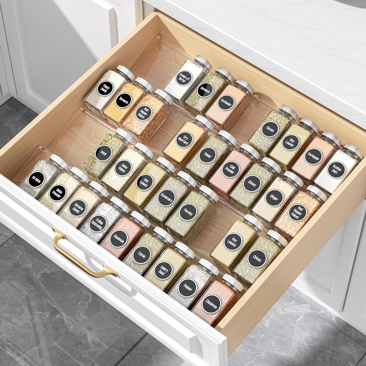 clear-acrylic-spice-drawer-organizer-4-tier-2-set-expandable-from-9-to-18-seasoning-jars-drawers-insert-kitchen-spice-rack-tray-for-drawer-countertop-jars-not-included