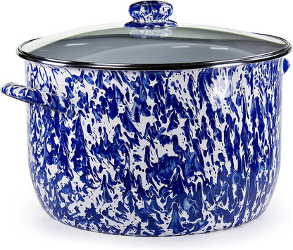 Enamelware Soup or Stock Pot, 18 Quart, Cobalt Swirl1