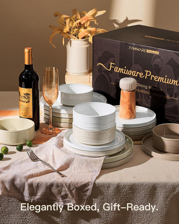 Stoneware Dinnerware Sets, Plates, Bowls, Dishes Set for 88