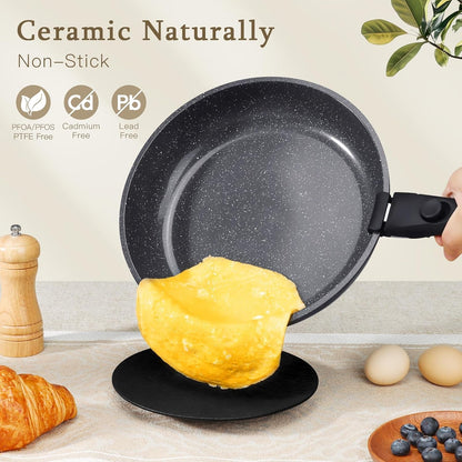 Ceramic Pots and Pans Set Non Stick, Nonstick Detachable Handle Cookware Sets, Healthy Non Toxic PFAS PFOA & PTFE Free, Dishwasher ＆Oven Safe, Induction Kitchen Pot and Pan, 8 Piece Grey3
