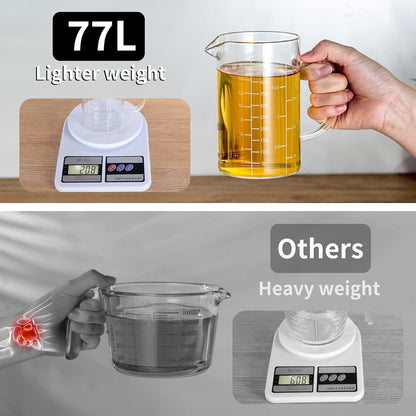 2 Cup Glass Measuring Cup, [Insulated Handle, V-Shaped Spout], High Borosilicate Glass Measuring Cup for Kitchen or Restaurant, Easy to Read, 500 ML (0.5 Liter, 2 Cup)4