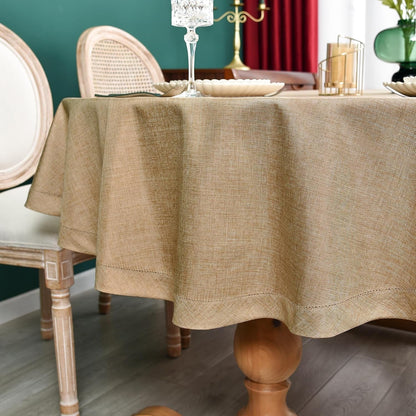 Farmhouse Faux Linen Oval Tablecloth 60X102 Inch5