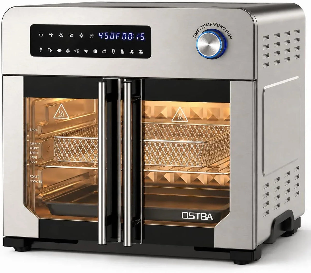 french-door-air-fryer-toaster-oven-combo-24qt-10-in-1-oven-1700w-heating-adjustable-fan-speed-rotisserie-function-102-recipe-book-removable-crumb-tray-stainless-steel-finish