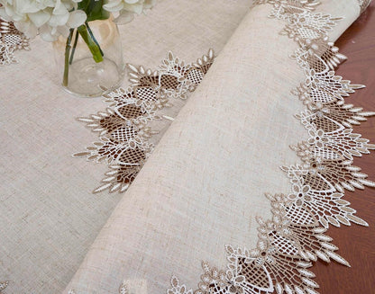 Natural Linen Decorative Lace Doily 33 Inches round Table Topper5